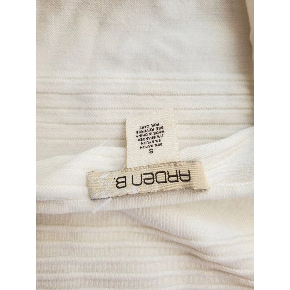 Vintage Arden B White Textured Ribbed Bodycon Sleeveless Mini Dress Small - Picture 4 of 8
